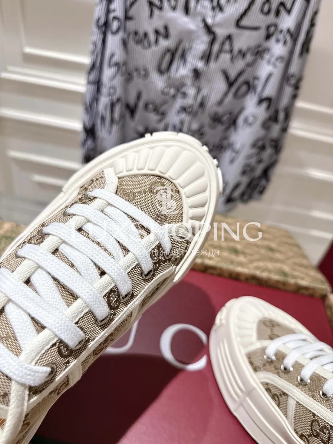 Кеды Gucci Высокие Бежевые - фото 9