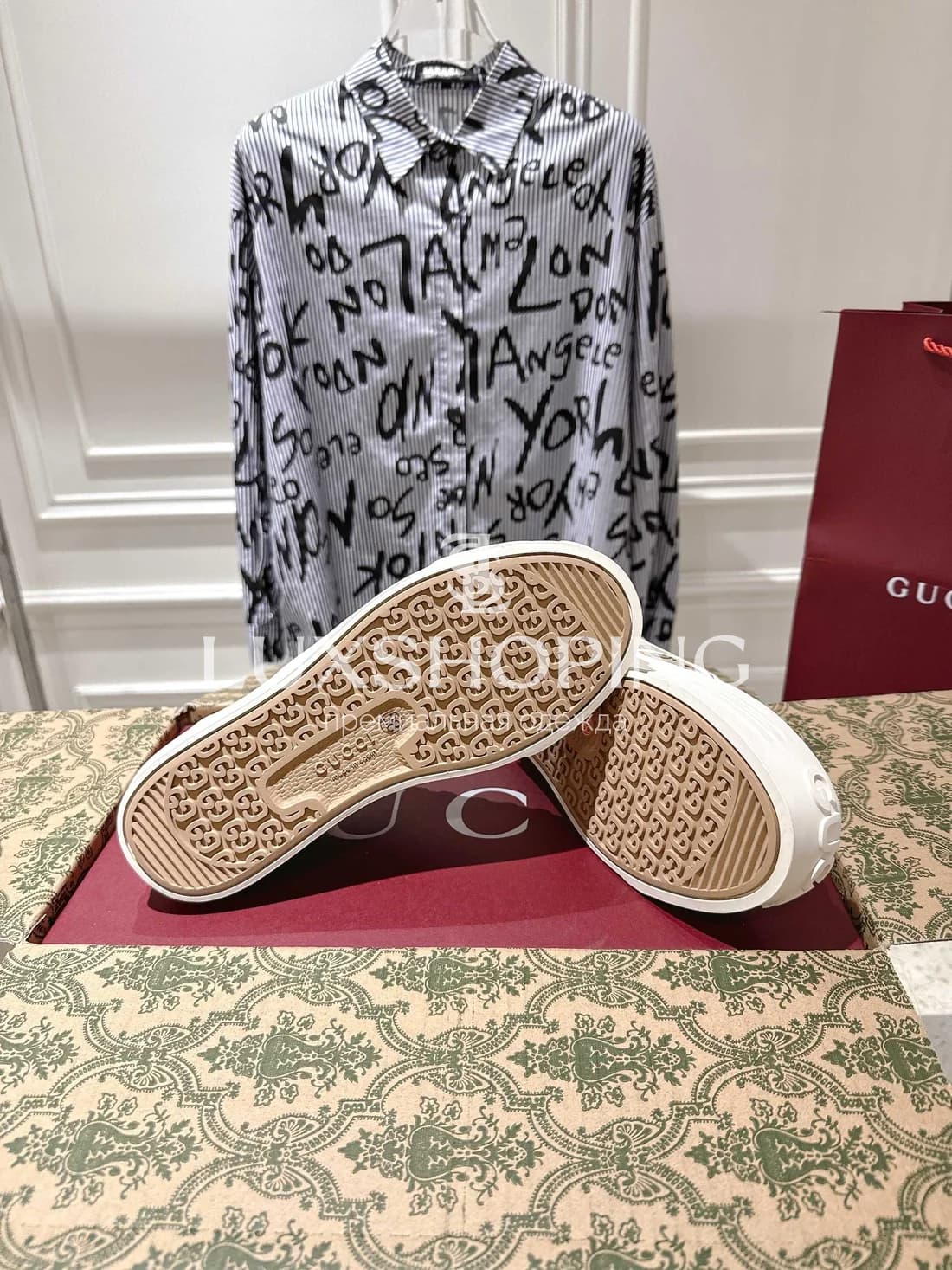 Кеды Gucci Высокие Бежевые - фото 10