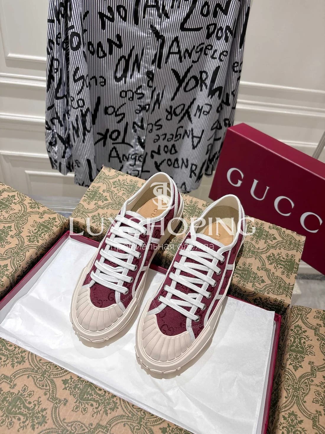 Кеды Gucci Высокие Красные - фото 7