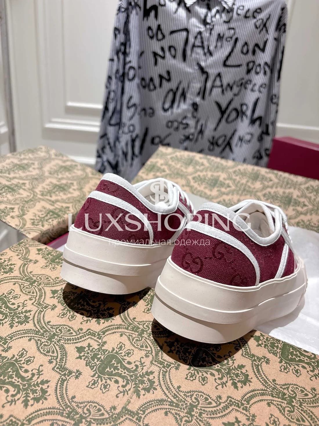 Кеды Gucci Высокие Красные - фото 9