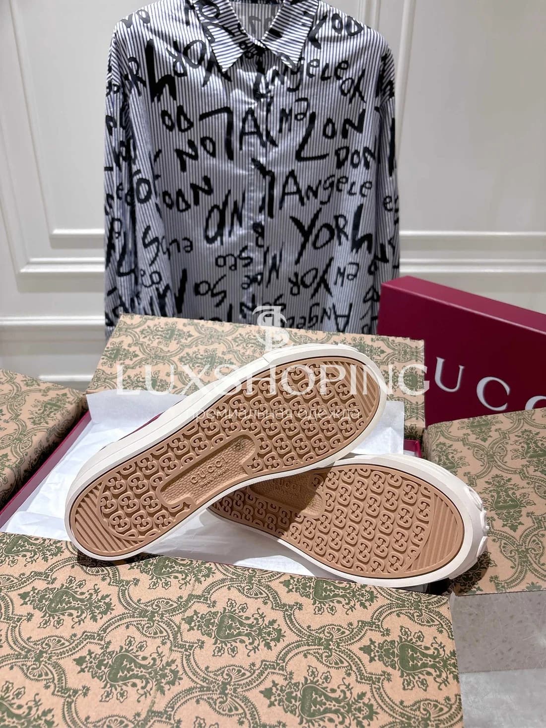 Кеды Gucci Высокие Красные - фото 10