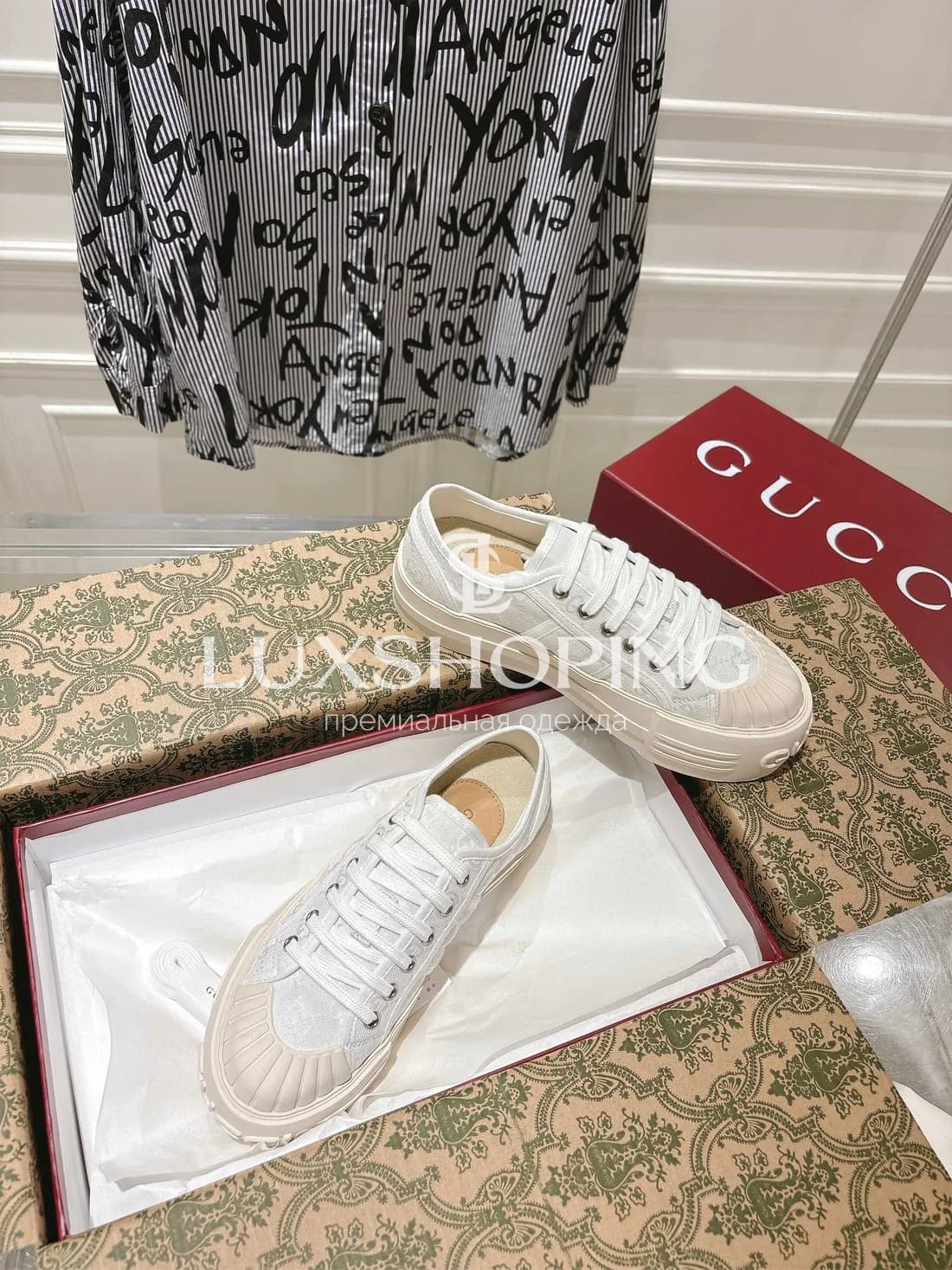 Кеды Gucci Высокие Белые - фото 3