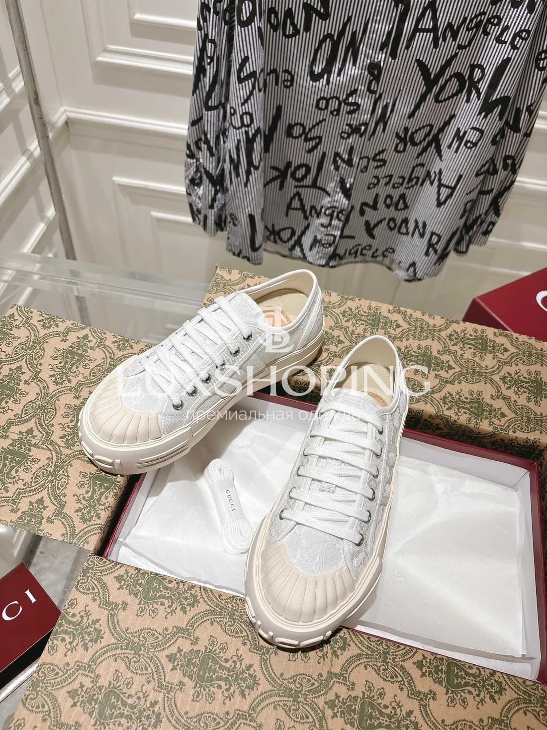 Кеды Gucci Высокие Белые - фото 4