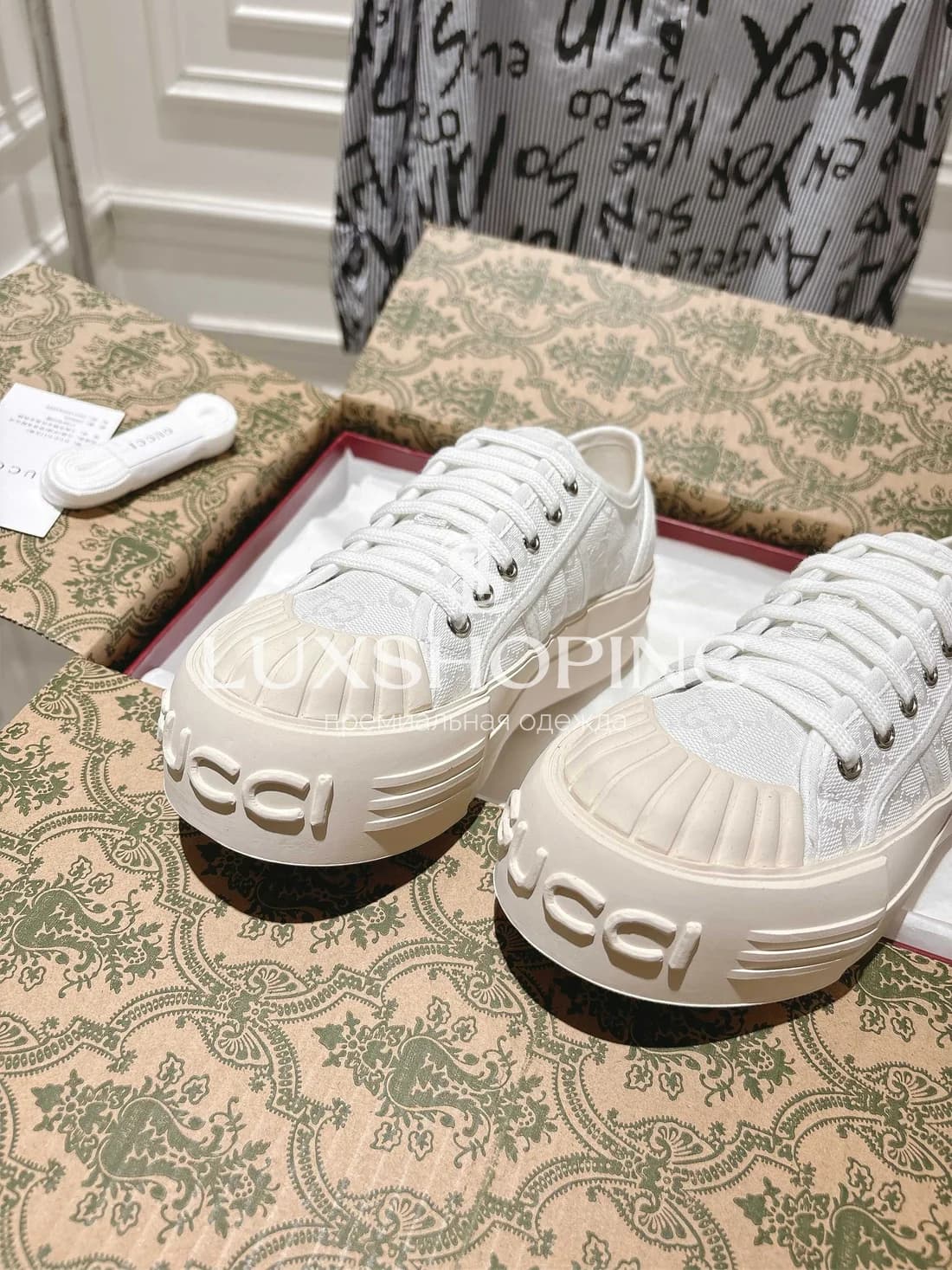 Кеды Gucci Высокие Белые - фото 7