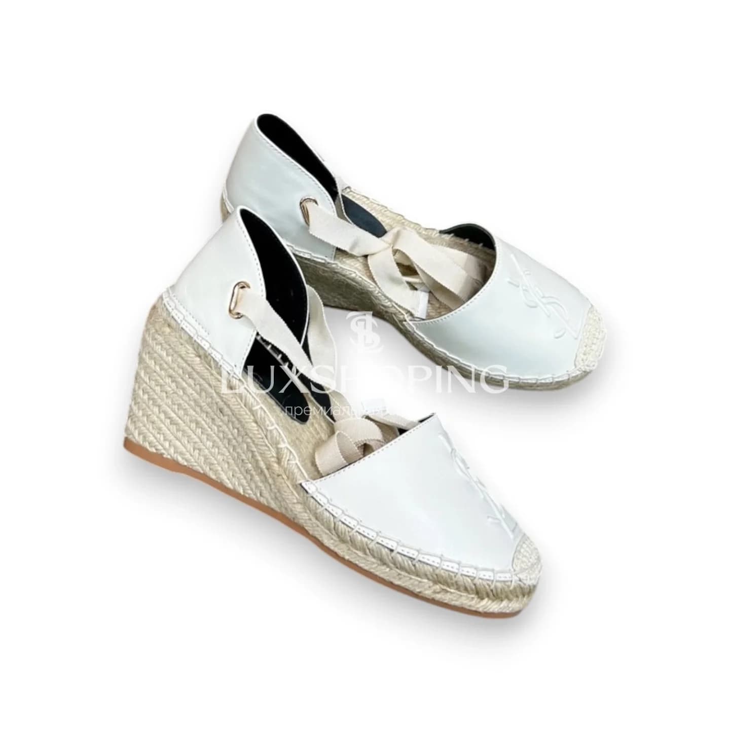 Босоножки на танкетке YSL Белые