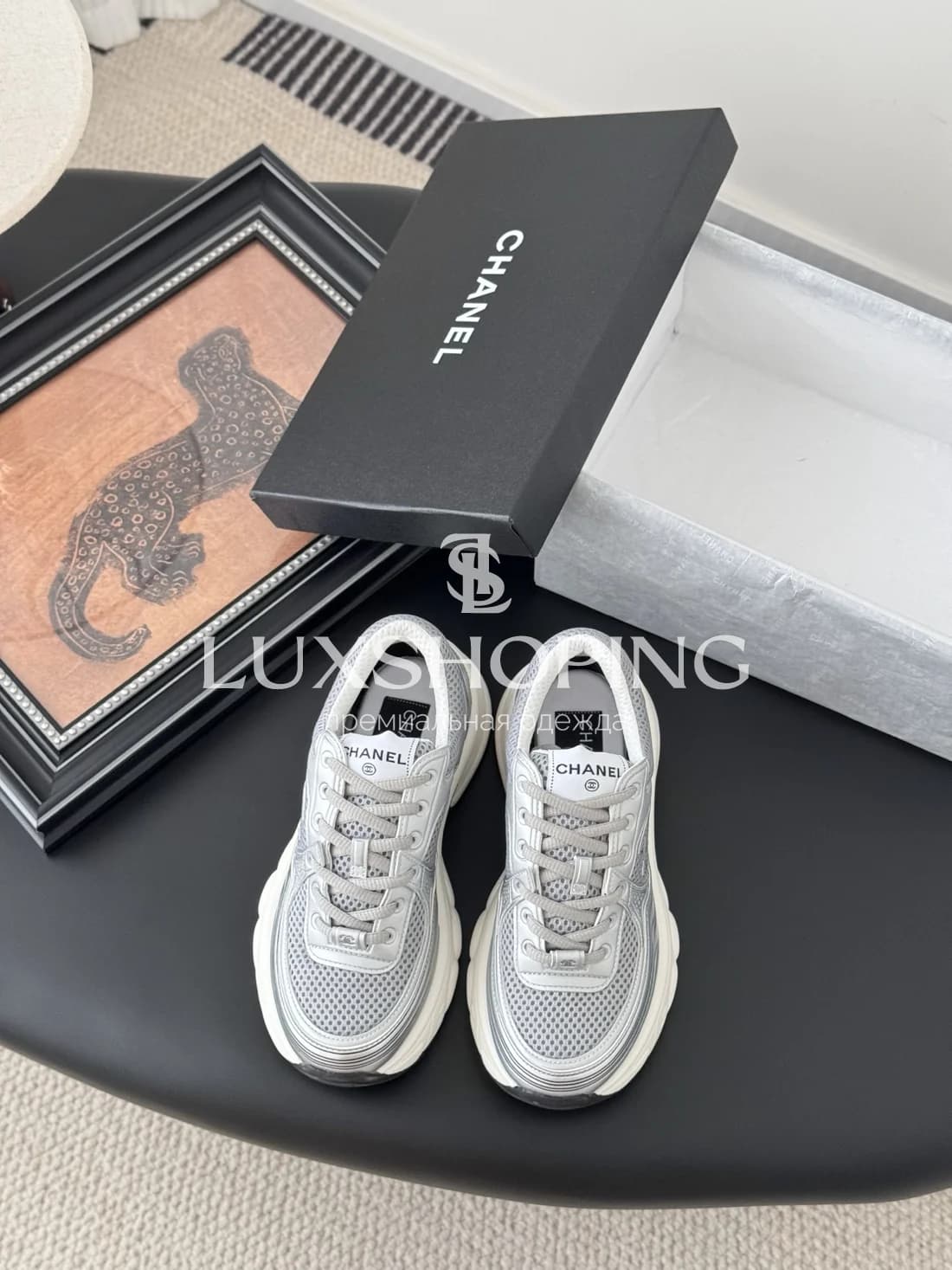 Высокие Кроссовки Chanel Серебряные - фото 2