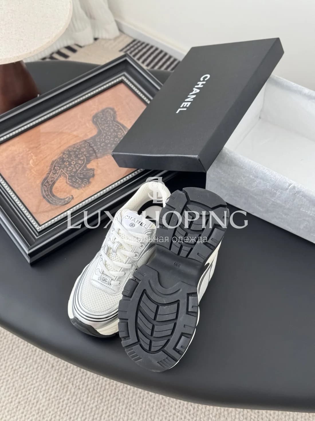 Высокие Кроссовки Chanel Белые с Серебром - фото 5