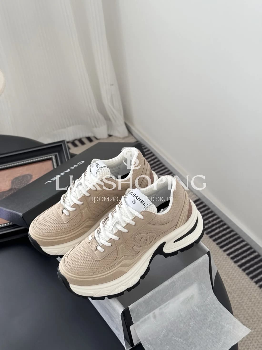 Высокие Кроссовки Chanel Бежевые - фото 7