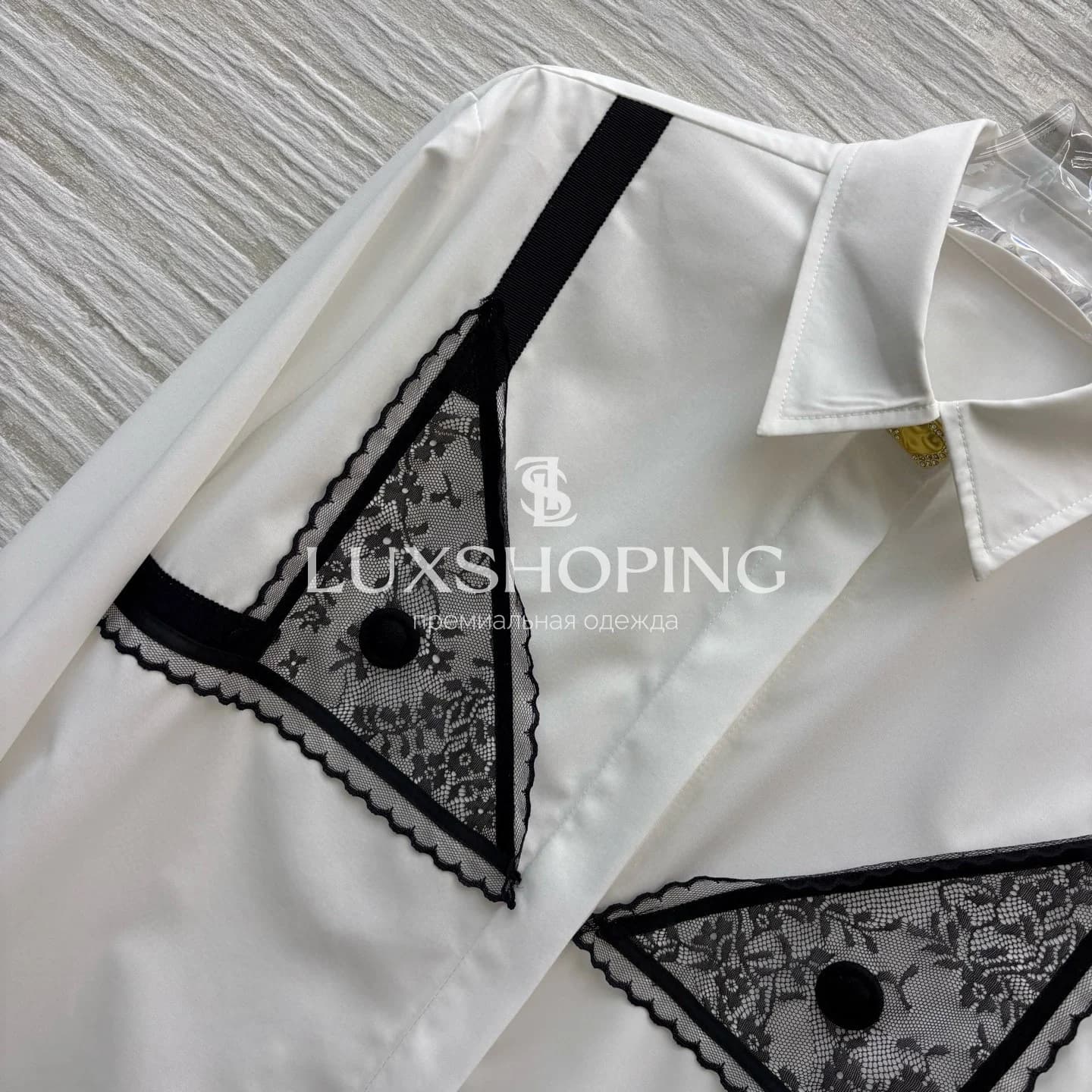 Рубашка Maison Schiaparelli с кружевной отделкой и декоративными пуговицами - фото 4