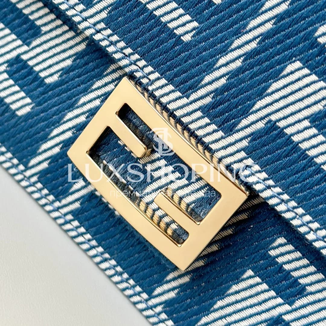 Сумка Fendi Baguette Chain синяя 21×5×10 см - фото 7