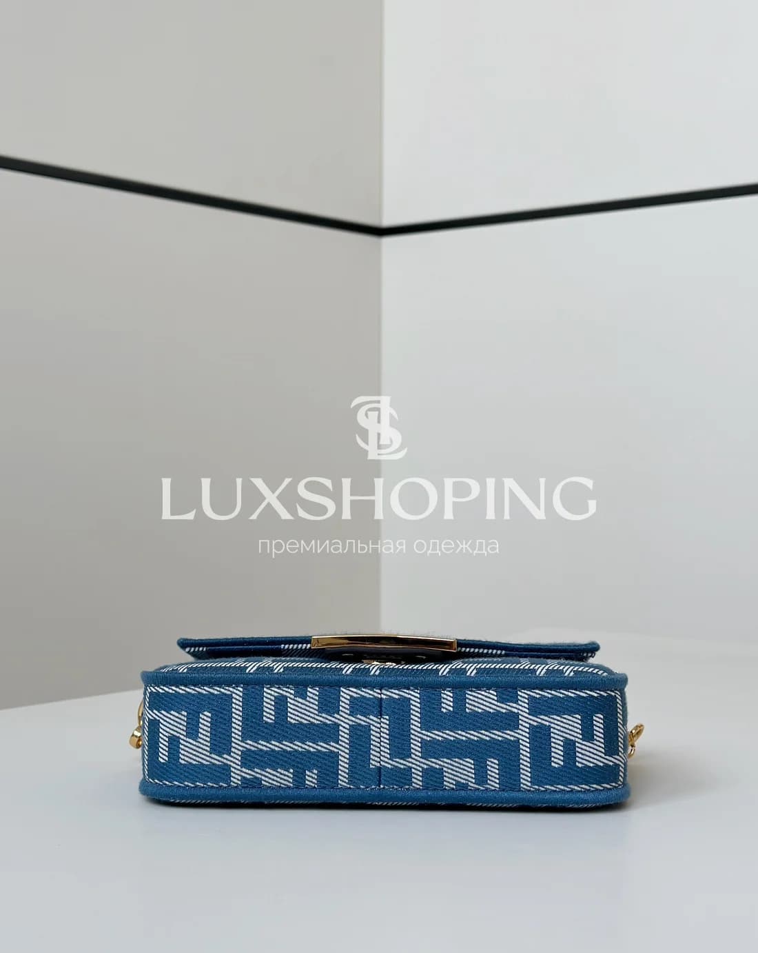 Сумка Fendi Baguette синяя 20×5×11 см - фото 5