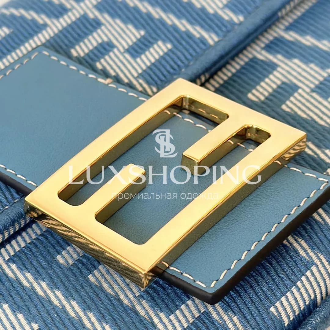 Сумка Fendi Baguette синяя 27×6×15 см - фото 6