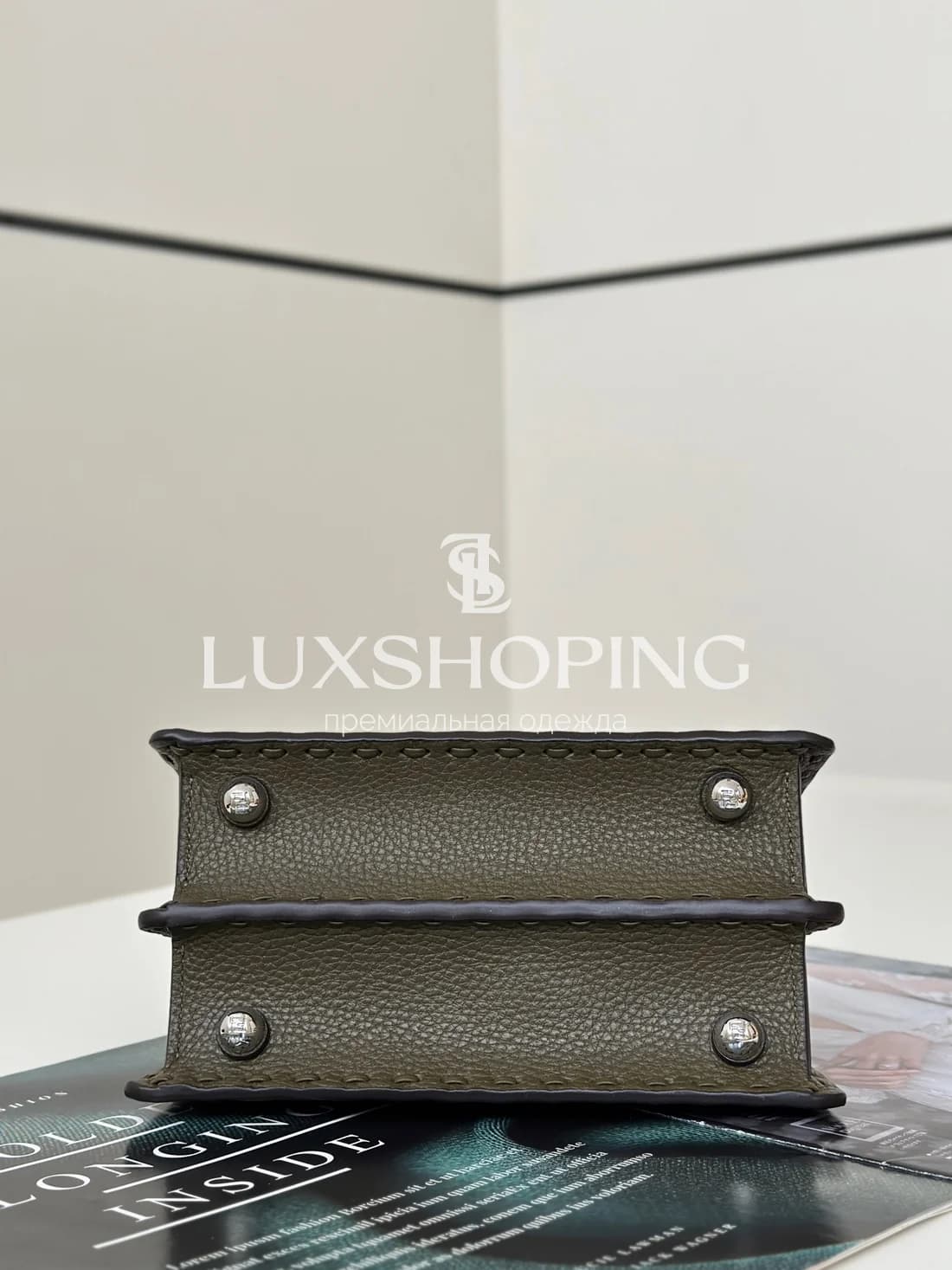 Сумка Fendi Peekaboo ISeeU Petite тёмно-зелёная 20×11×15 см - фото 5