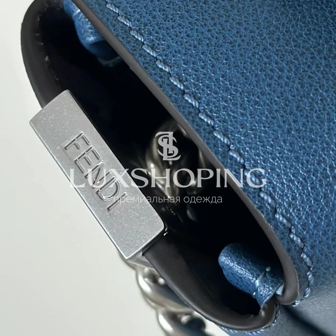 Сумка Fendi Baguette большая синяя 40×7×18.5 см - фото 8