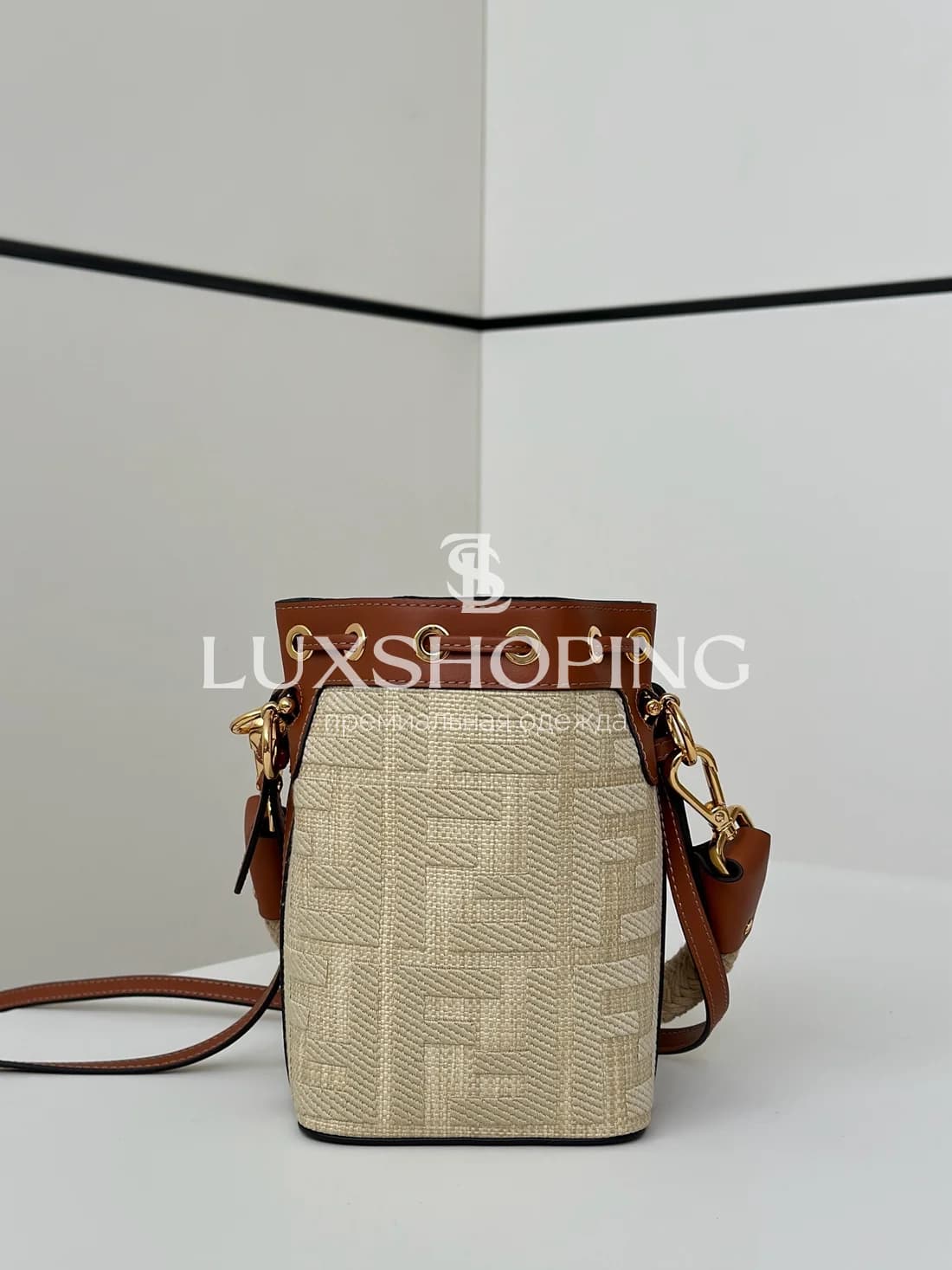 Сумка Fendi мини-ведерко песочная 12×18×10 см - фото 4