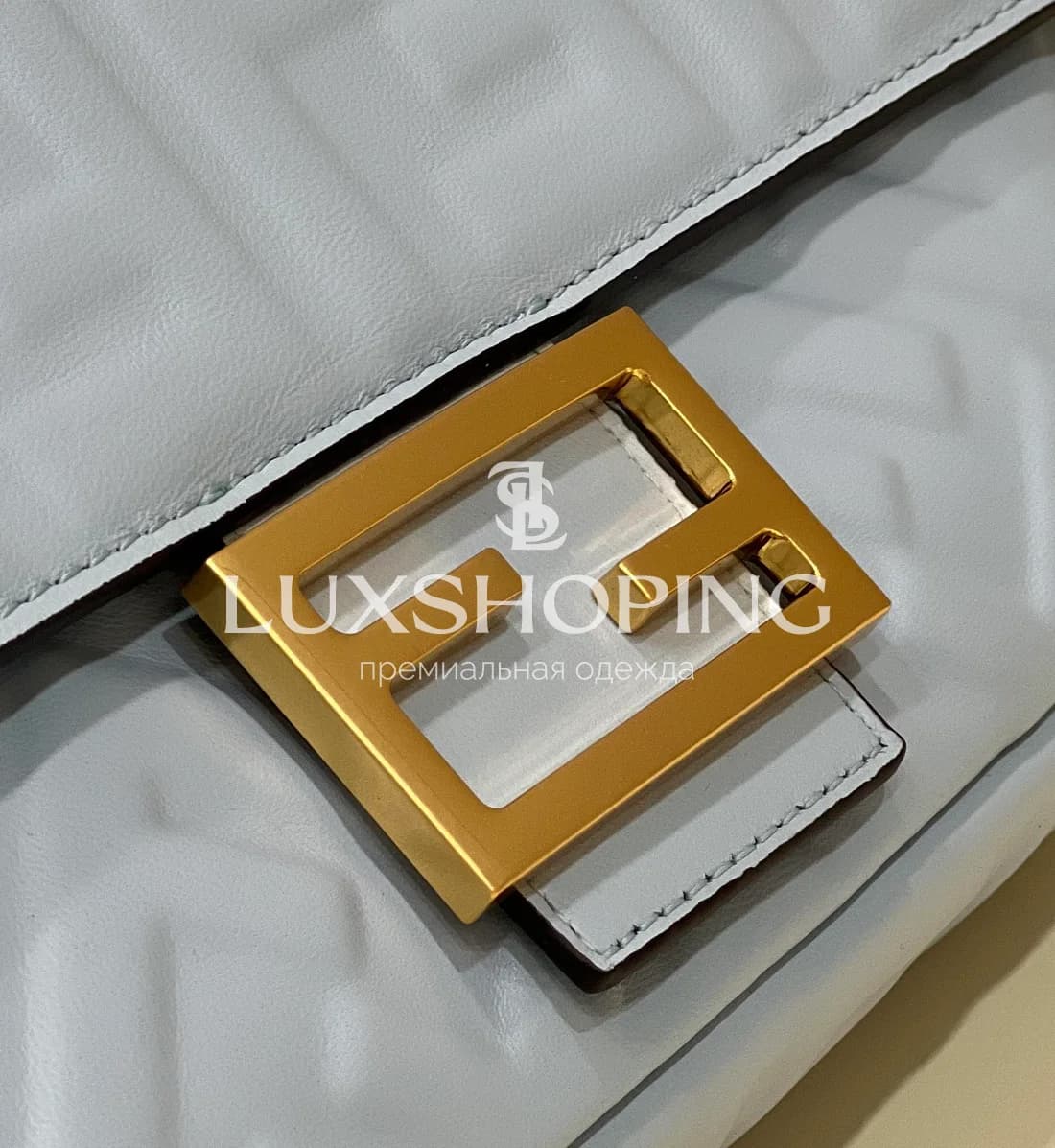 Сумка Fendi Baguette голубая 26×15×5 см - фото 6