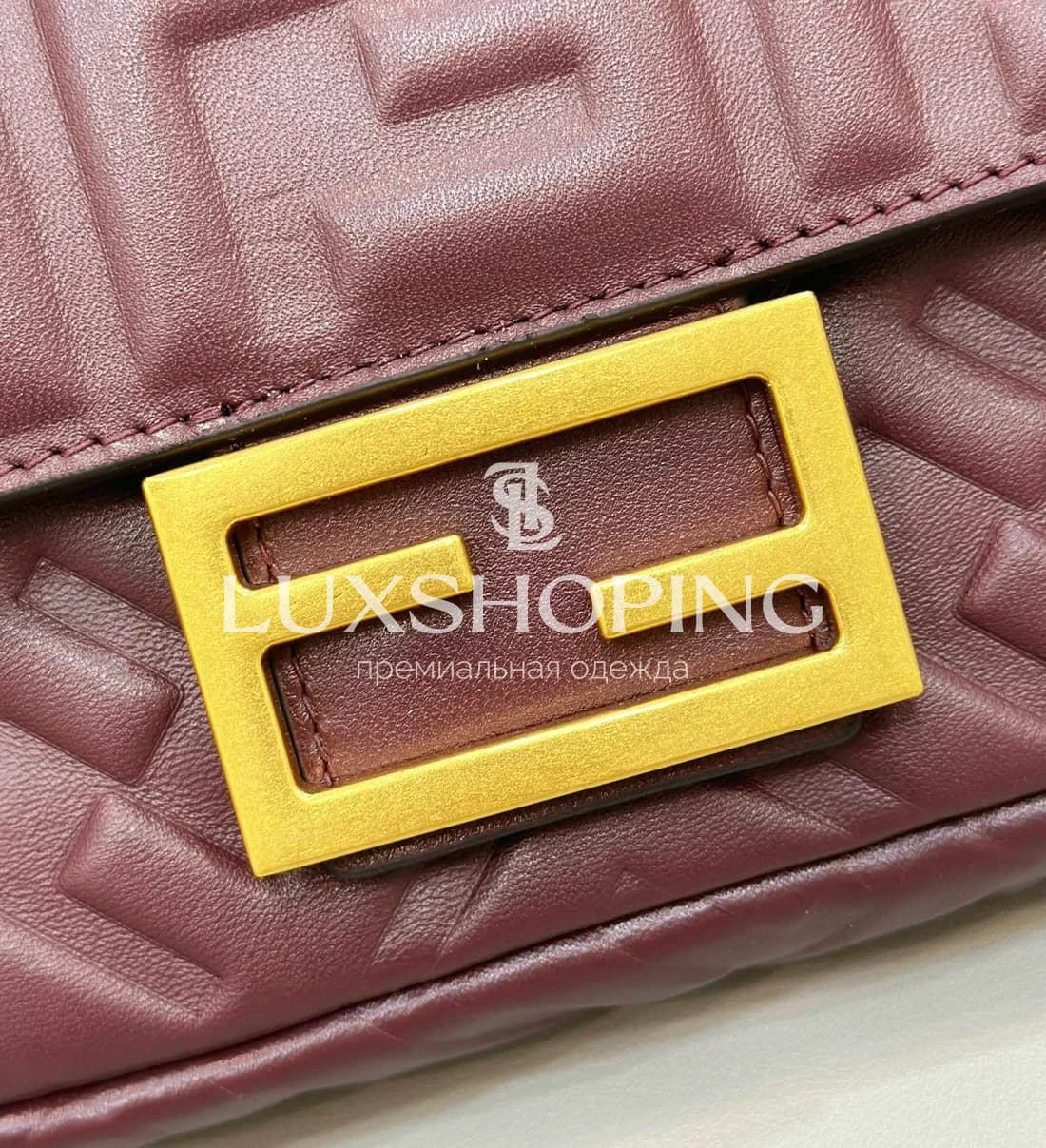 Сумка Fendi Baguette Mini бордовая 19 см - фото 6