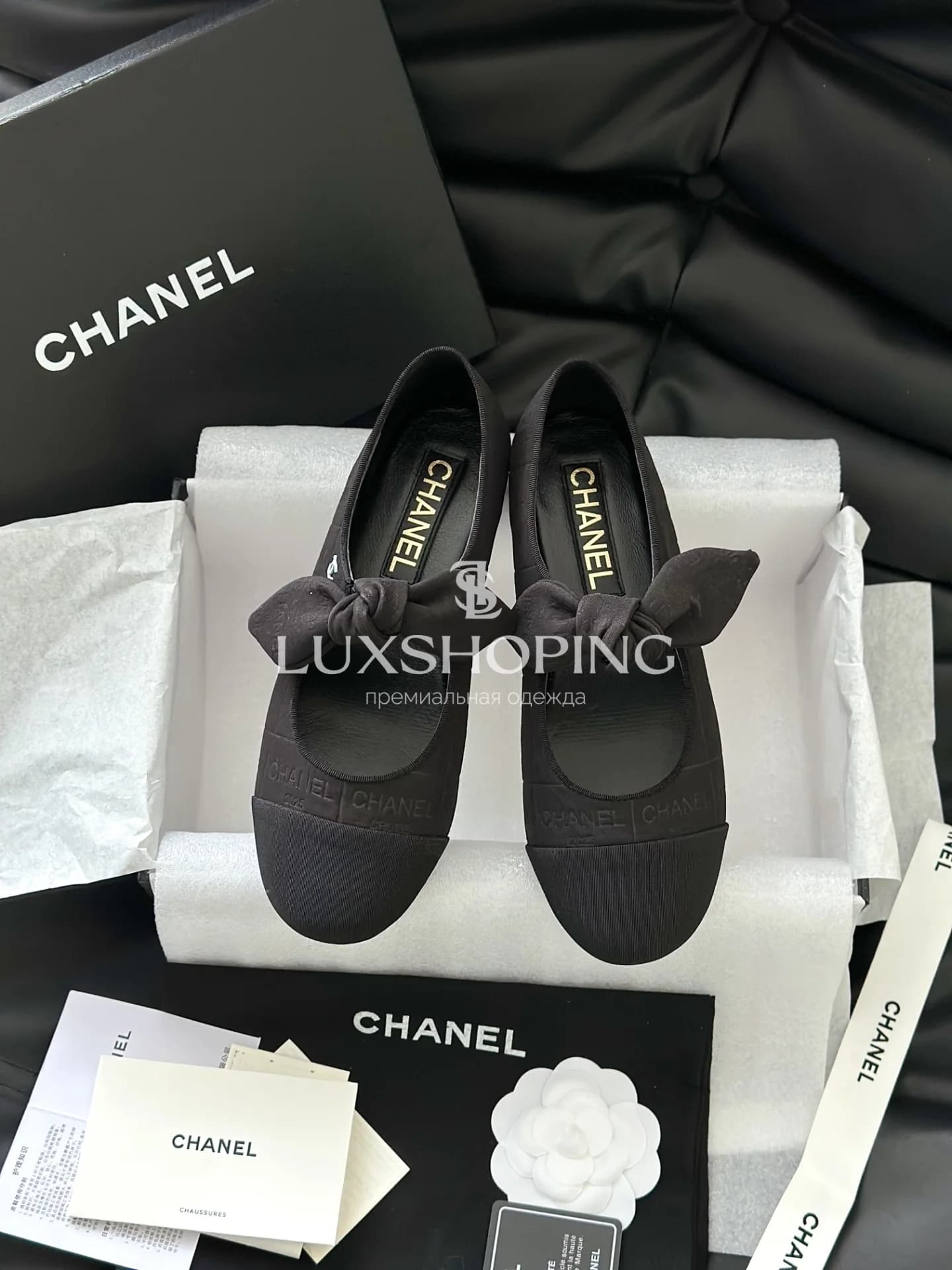 Балетки Chanel Mary Jane Butterfly Bow чёрные - фото 6