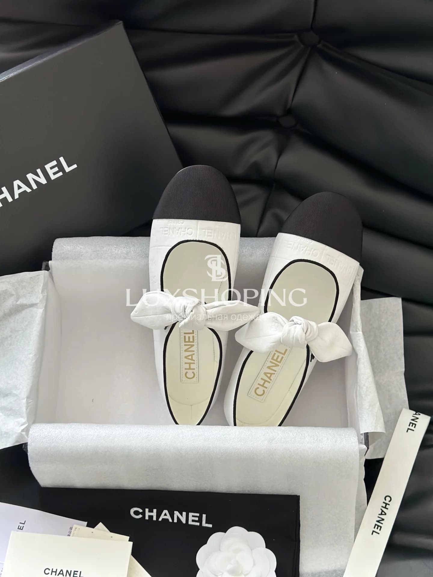 Балетки Chanel Mary Jane Butterfly Bow белые - фото 6