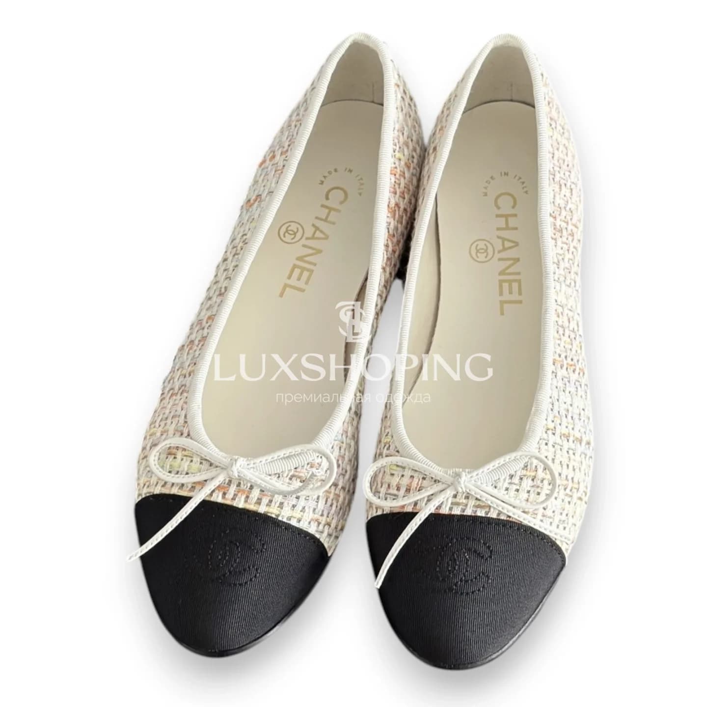 Балетки Chanel Ballet Flats Butterfly Bow светлые в клетку