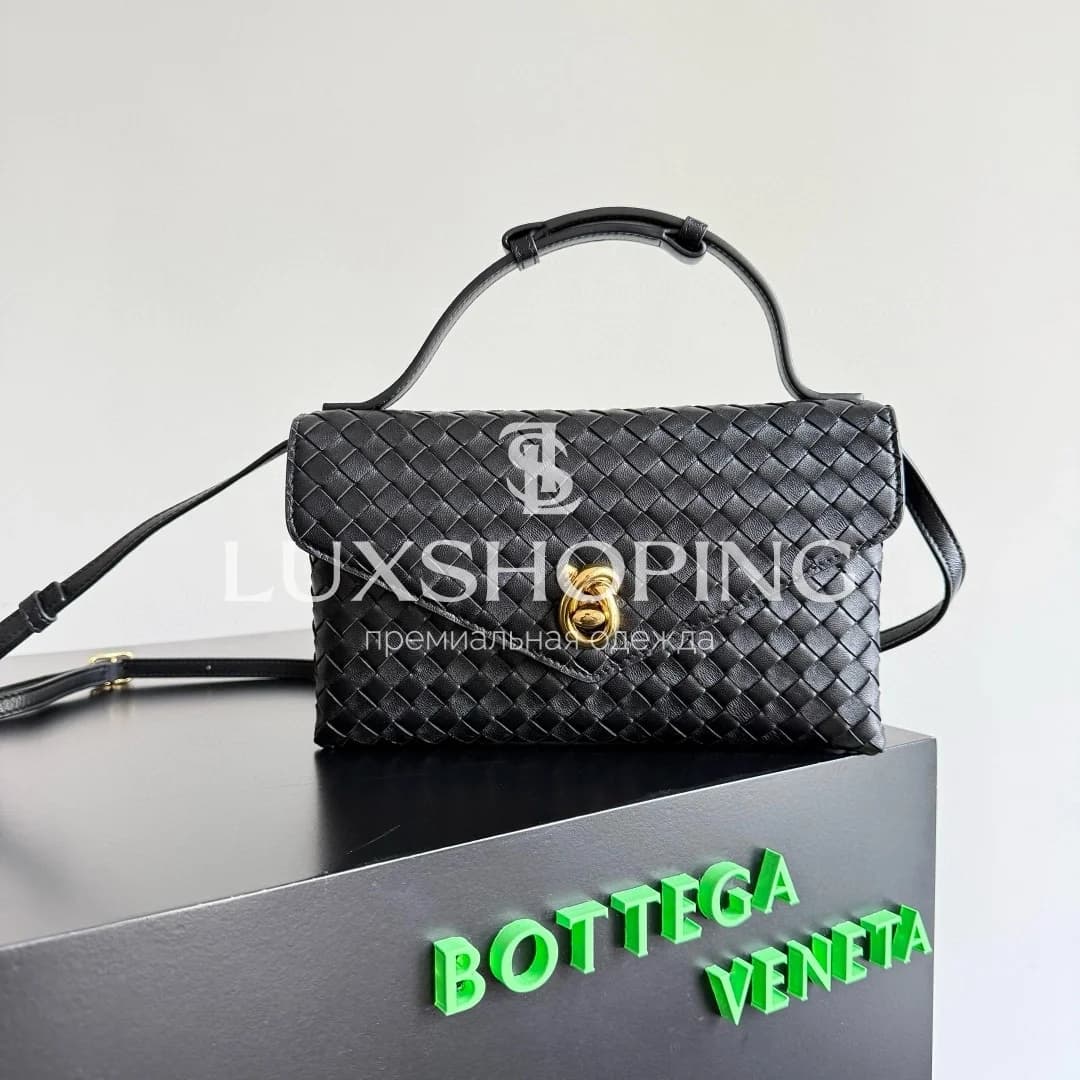 BOTTEGA VENETA | Сумка Knot Lock из плетеной кожи, черная - фото 4