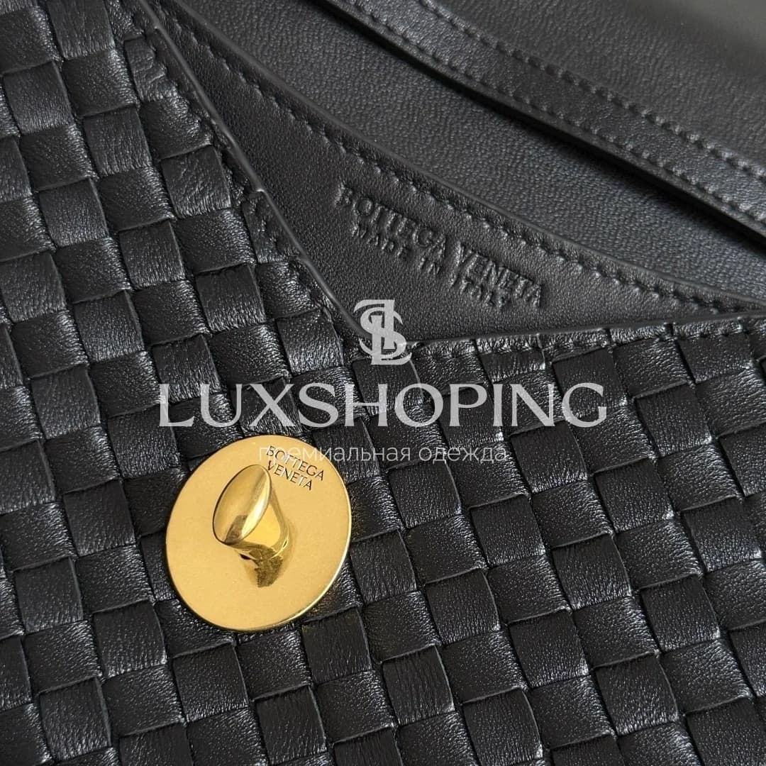 BOTTEGA VENETA | Сумка Knot Lock из плетеной кожи, черная - фото 8