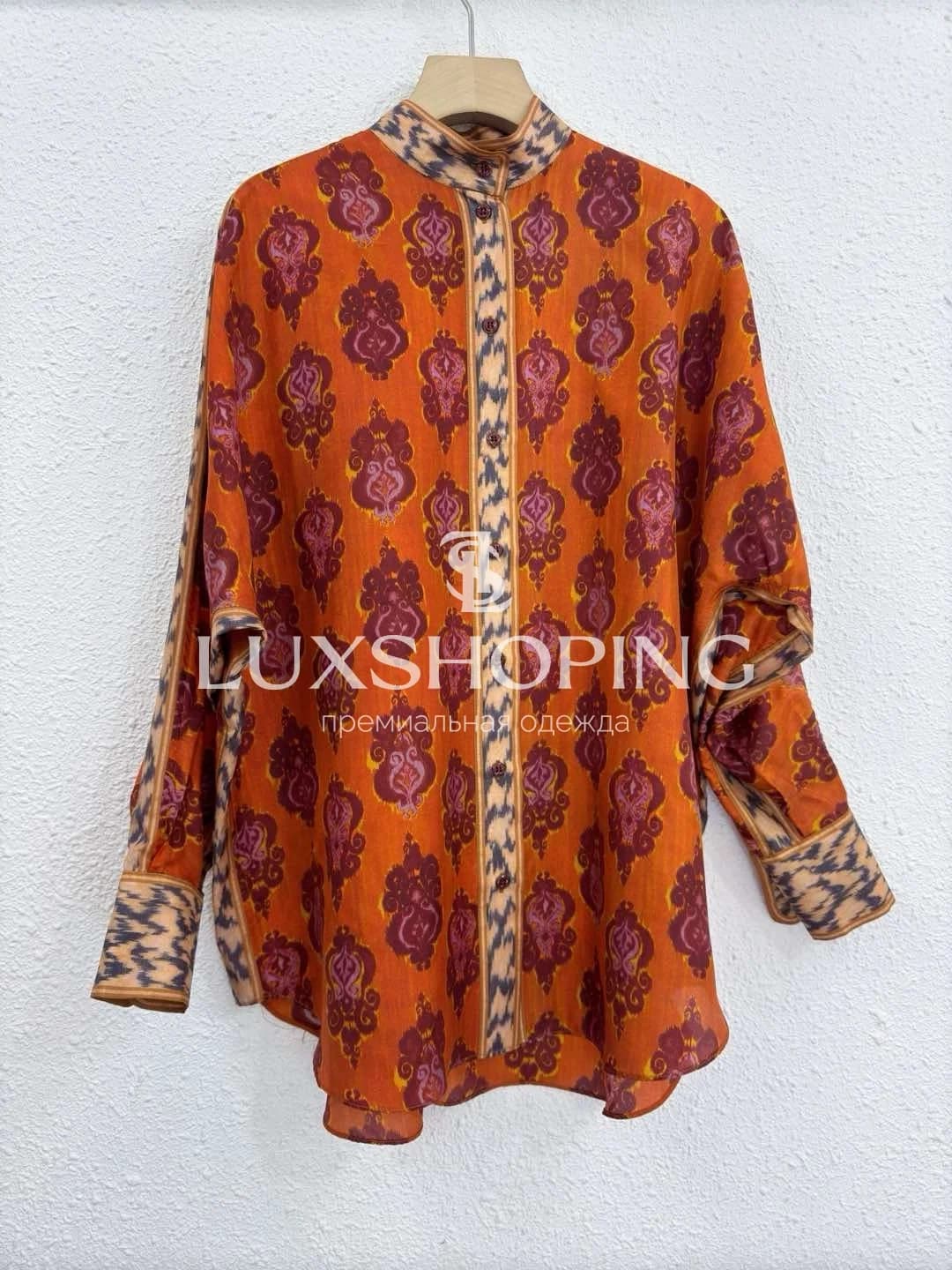 Комплект ZIMMERMANN из 100% шелка с восточными мотивами в насыщенных терракотово-бордовых оттенках - фото 6