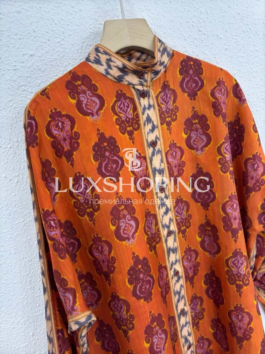 Комплект ZIMMERMANN из 100% шелка с восточными мотивами в насыщенных терракотово-бордовых оттенках - фото 7