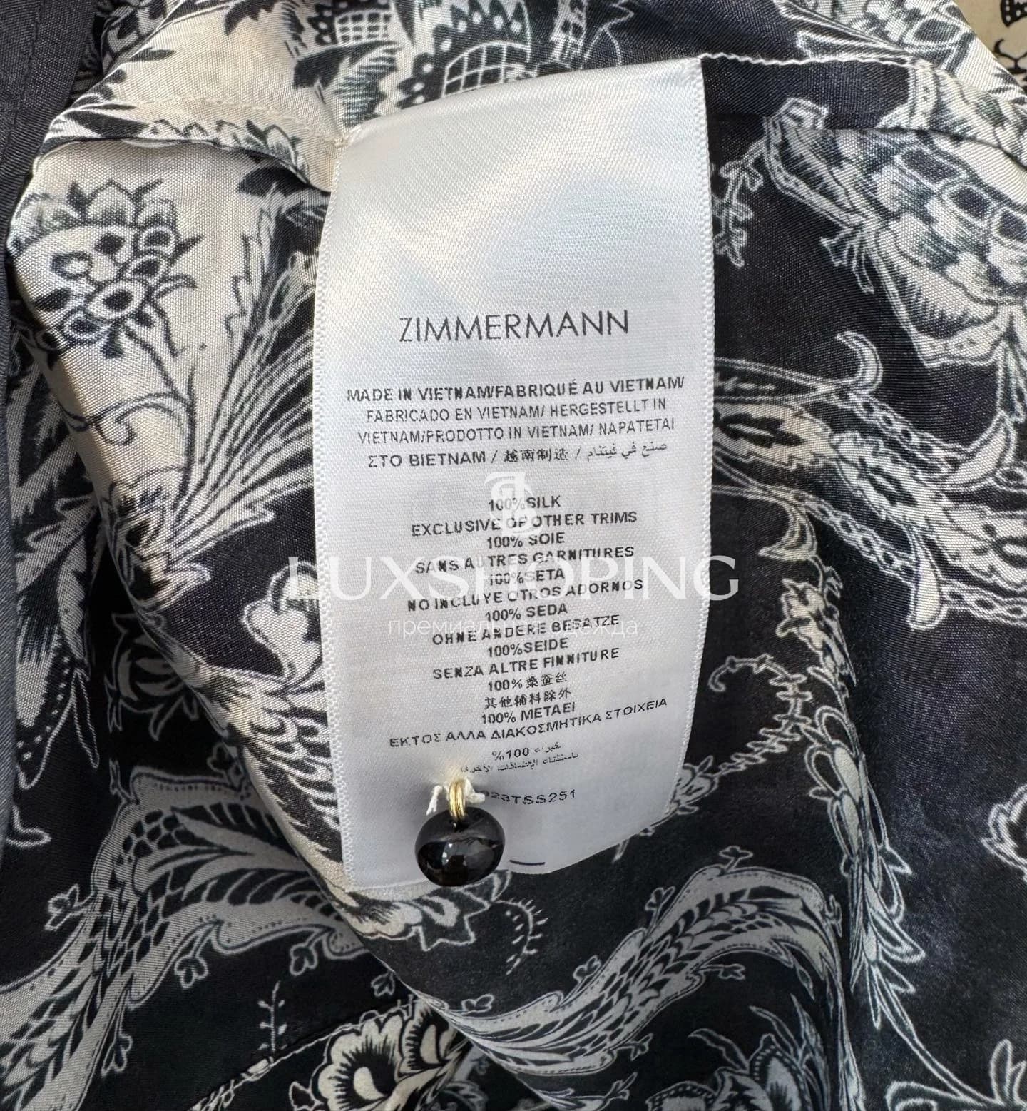 Zimmermann Комплект Rhiannon из натурального шелка с черно-кремовым цветочным принтом - фото 7