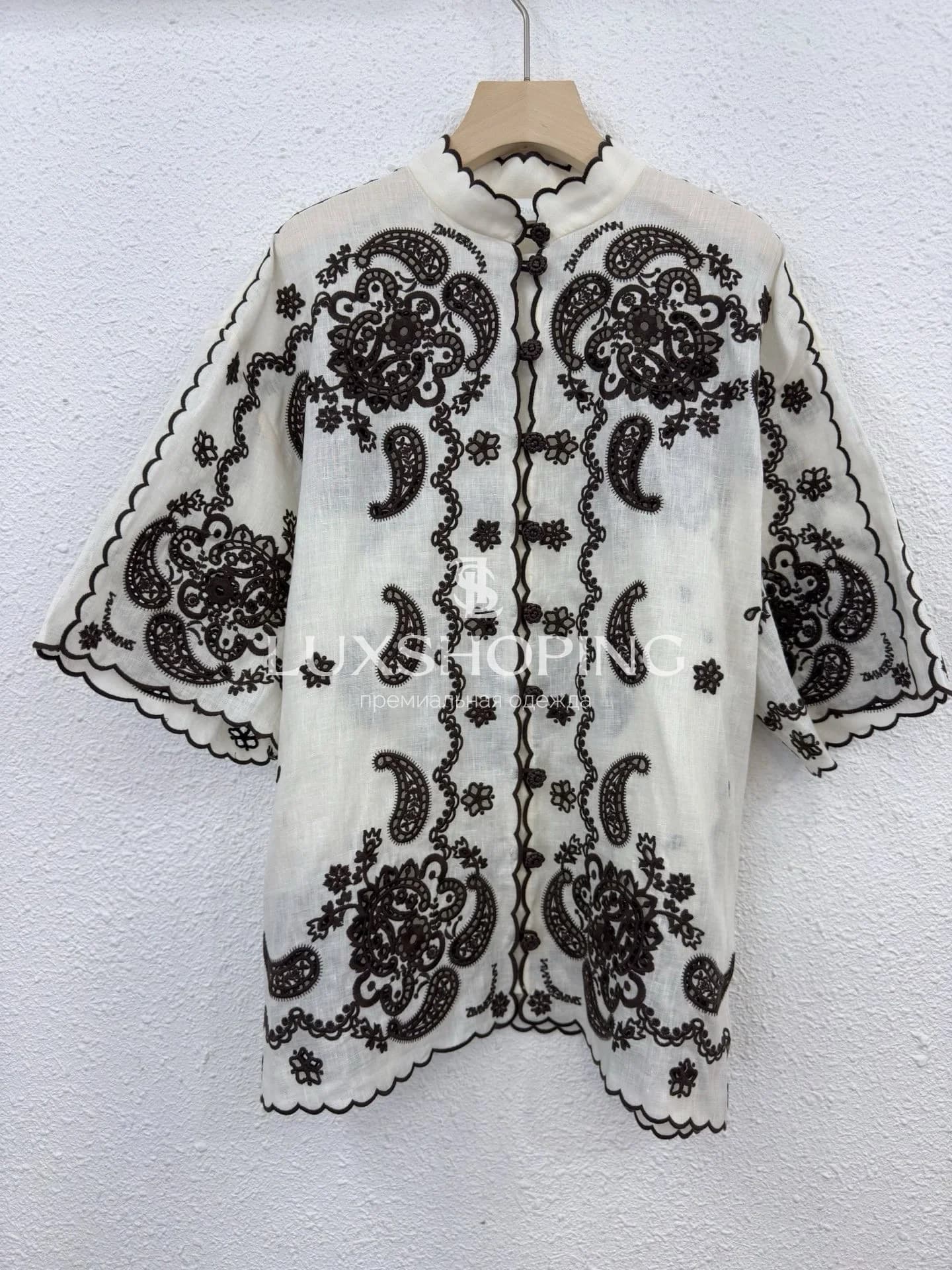 Комплект Zimmermann Ascension из 100% льна - рубашка и шорты с вышивкой - фото 3