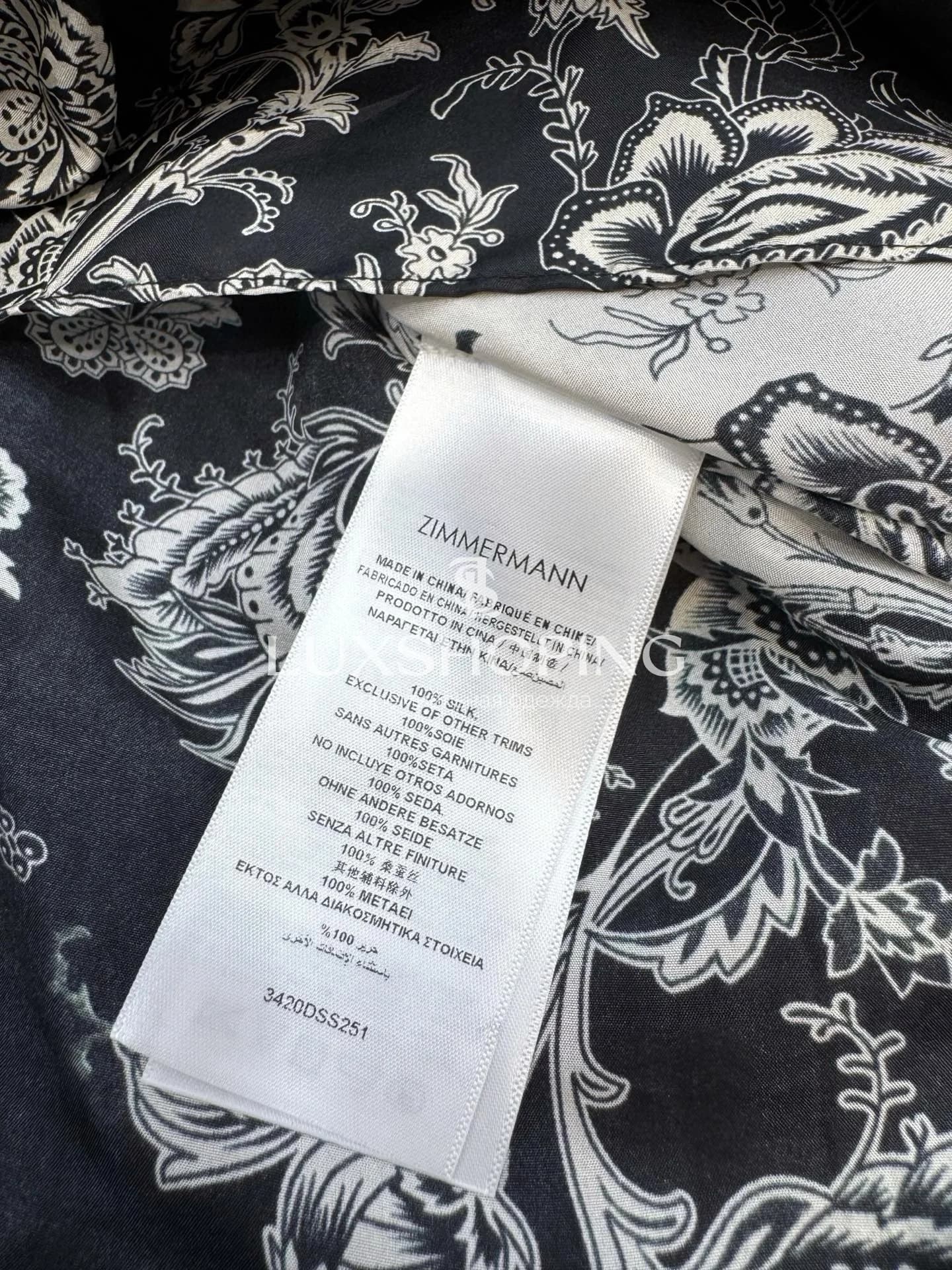 Zimmermann Платье Rhiannon Lantern из натурального шелка с черно-кремовым цветочным принтом - фото 10