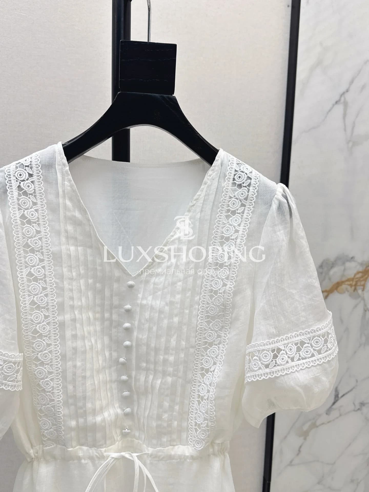 Chanel Платье миди Белоснежное с кружевом - фото 5