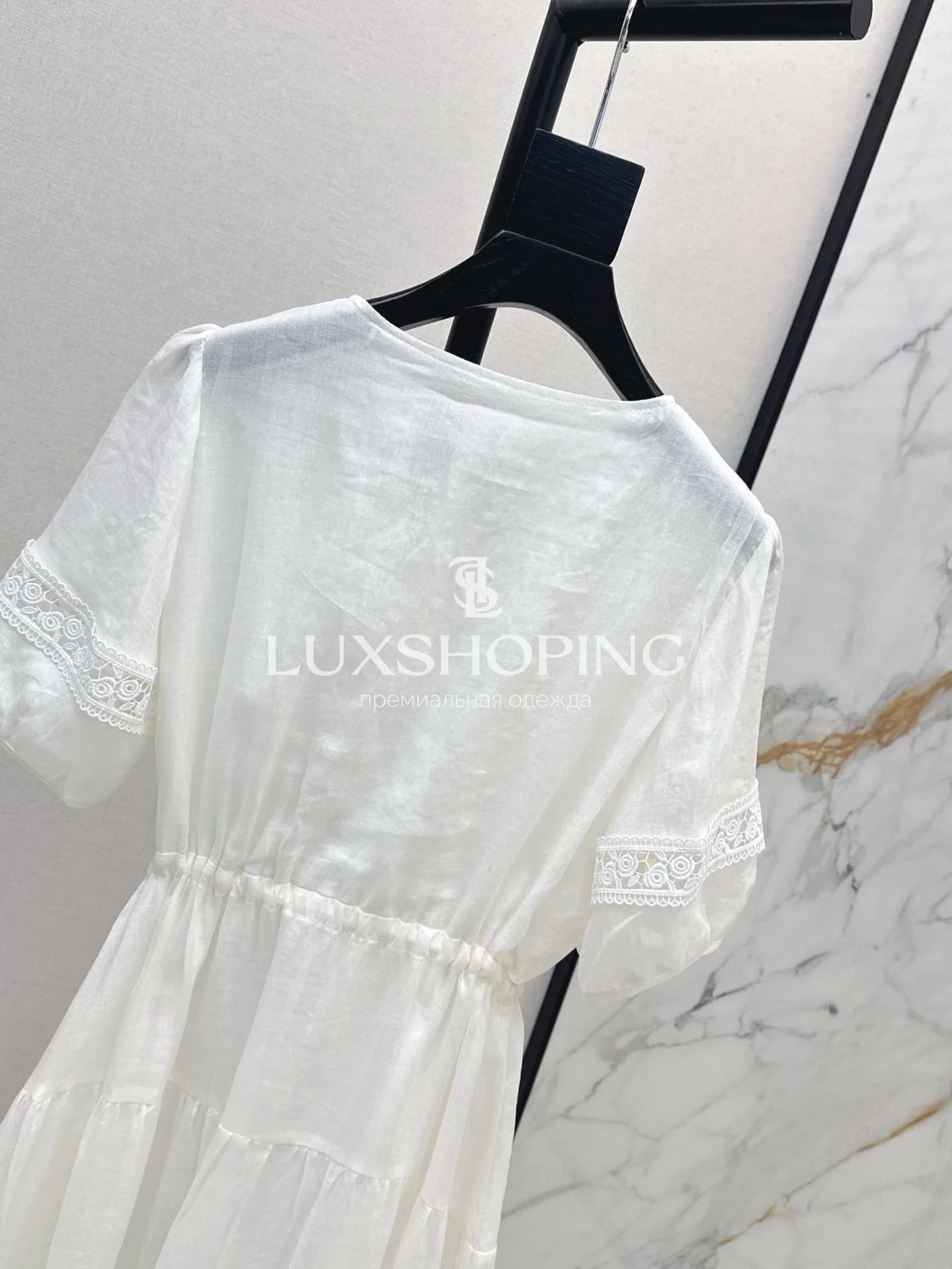 Chanel Платье миди Белоснежное с кружевом - фото 9
