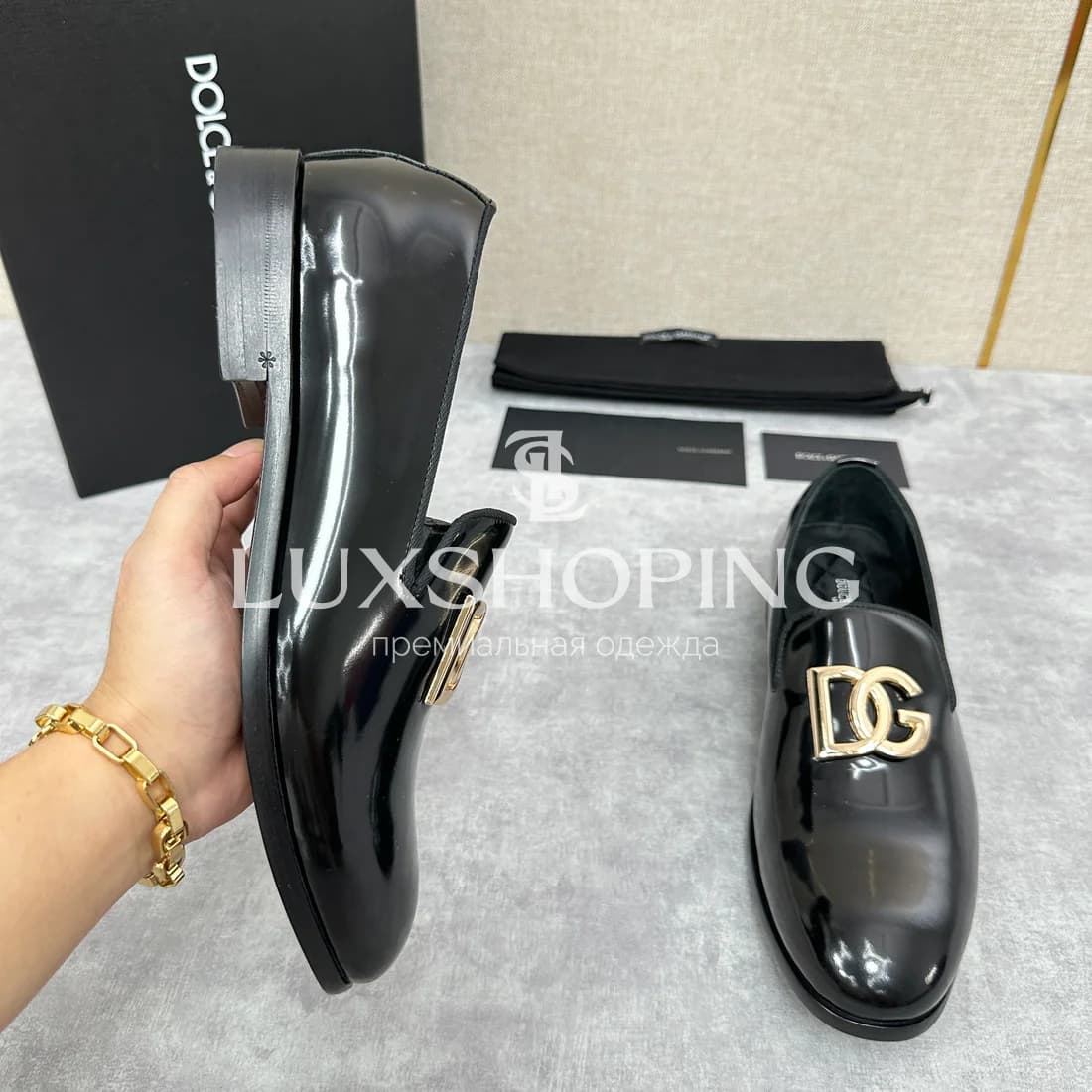 Лоферы Dolce &amp; Gabbana кожанные лаковые черные m5 - фото 3