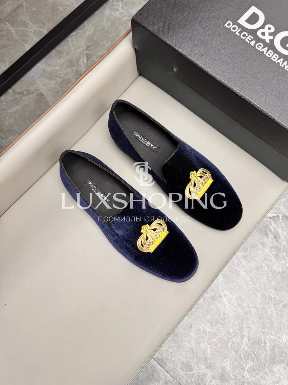 Мокасины DG Bernini бархатные синие m14 - фото 2