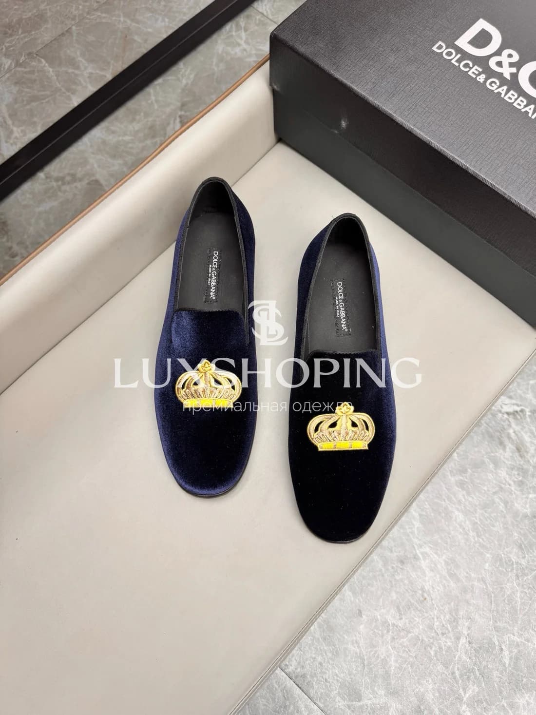 Мокасины DG Bernini бархатные синие m14 - фото 4