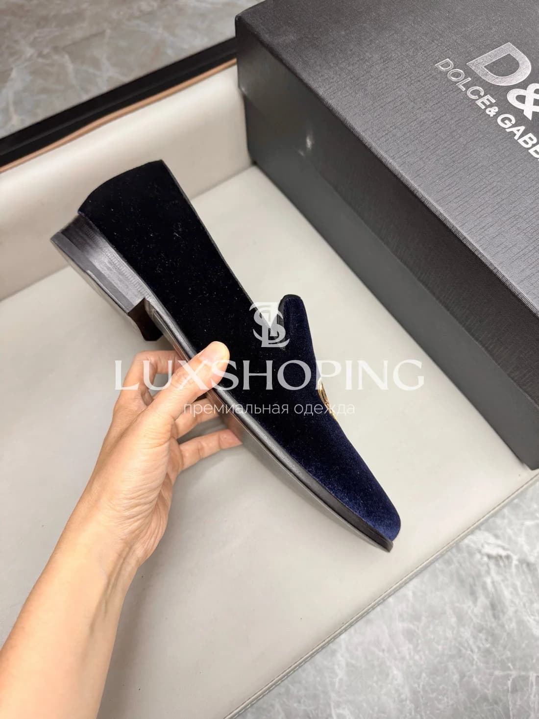 Мокасины DG Bernini бархатные синие m14 - фото 5