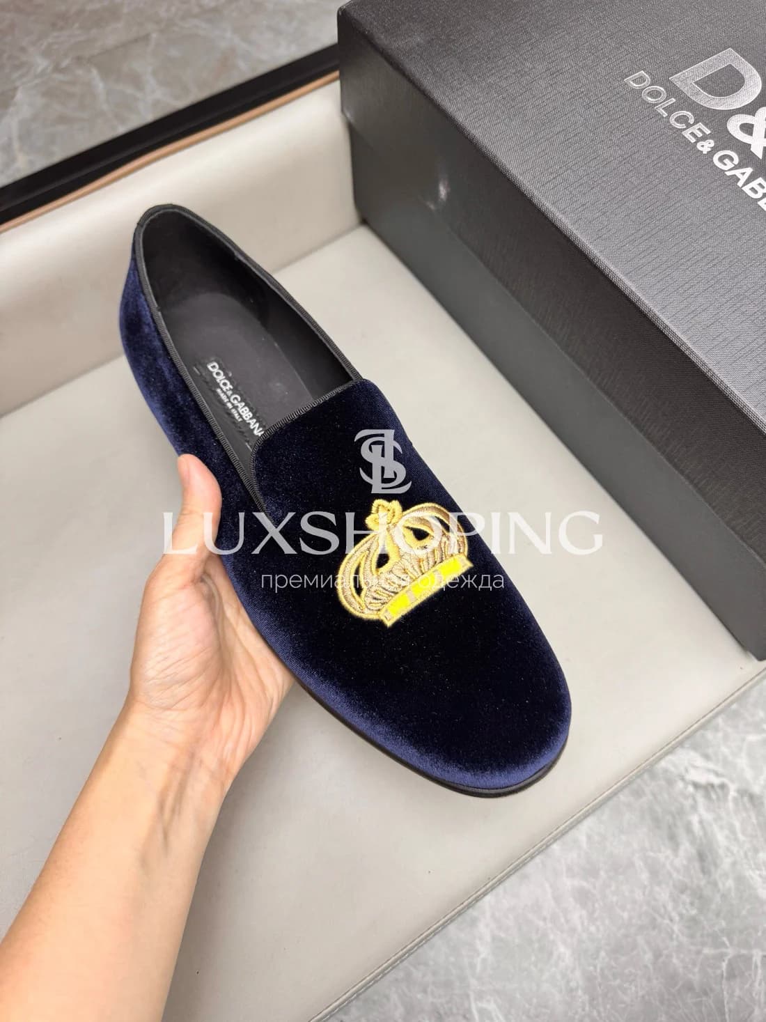 Мокасины DG Bernini бархатные синие m14 - фото 6