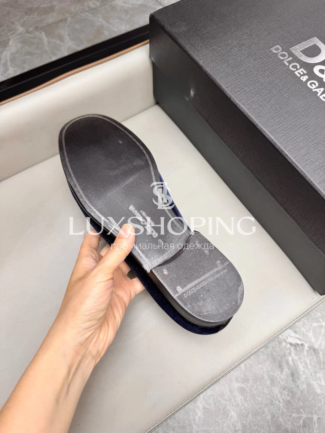 Мокасины DG Bernini бархатные синие m14 - фото 7