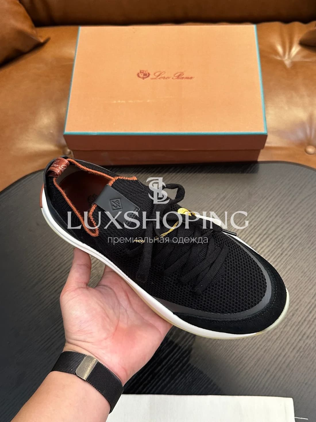 Чёрные кроссовки Loro Piana 410 Walk Wish - фото 2