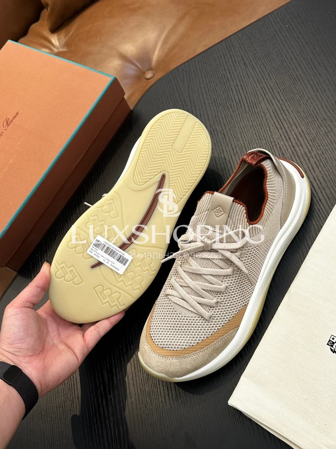 Бежевые кроссовки Loro Piana 410 Walk Wish - фото 7