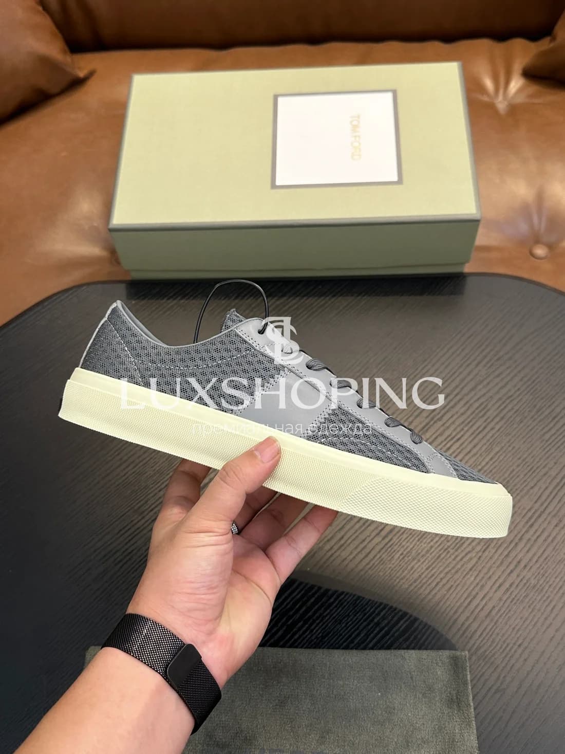 Кеды Tom Ford Cambridge серые - фото 2