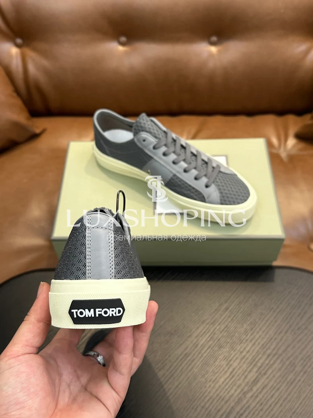 Кеды Tom Ford Cambridge серые - фото 6