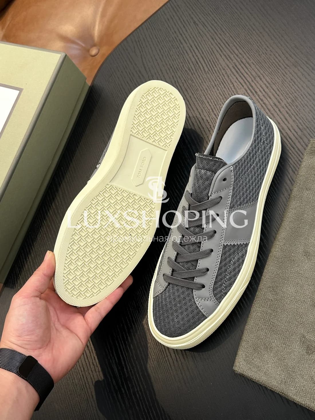 Кеды Tom Ford Cambridge серые - фото 7