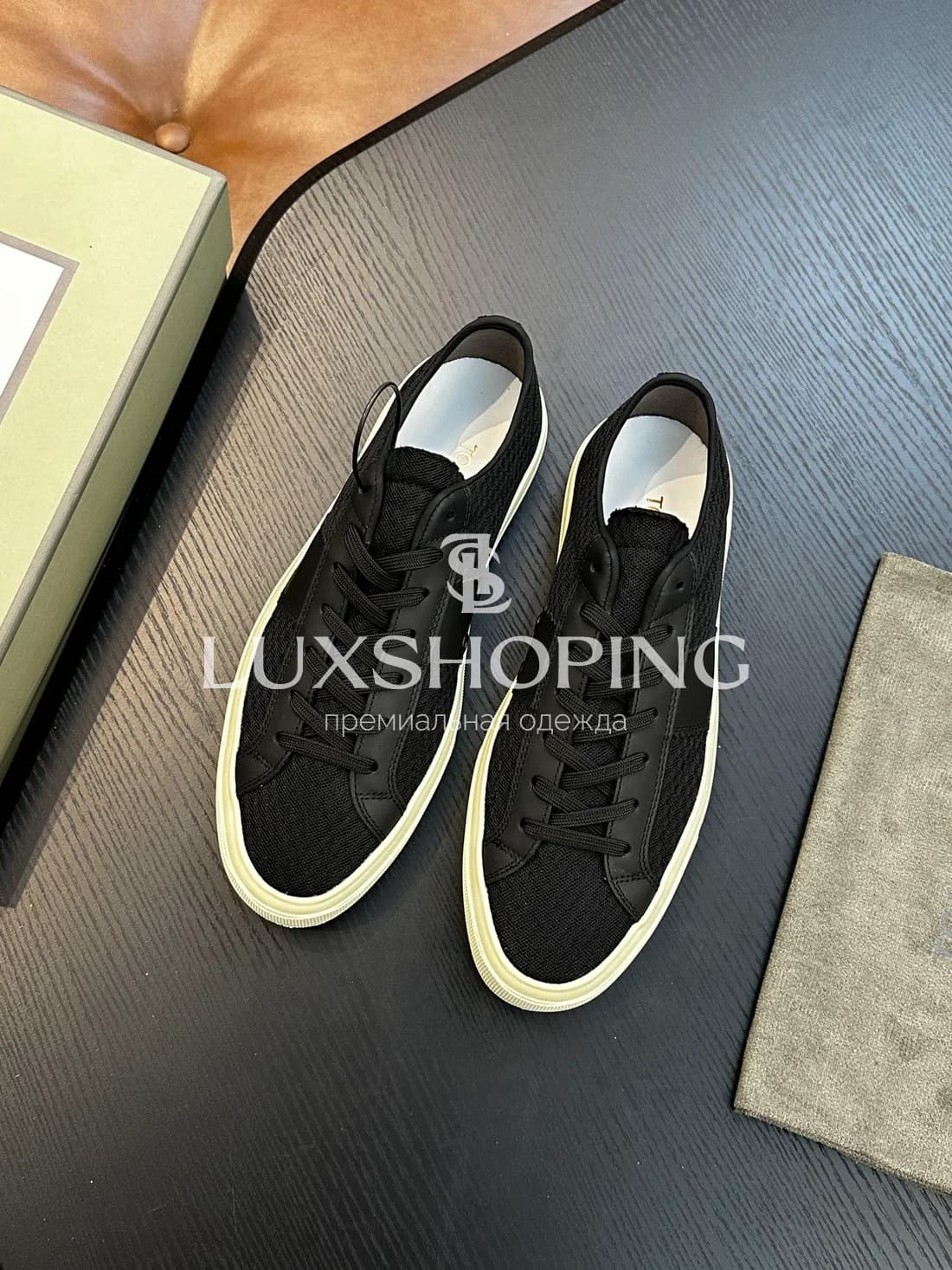 Кеды Tom Ford Cambridge сетчатые черные - фото 2