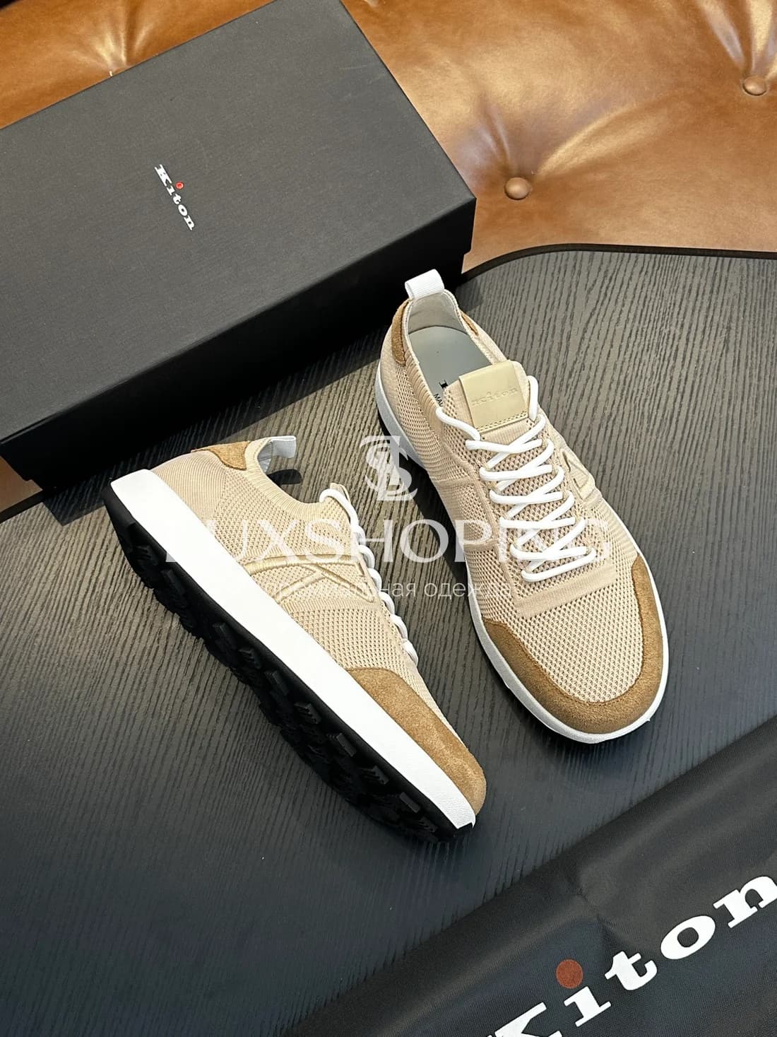 Бежевые кроссовки Kiton Mesh - фото 3