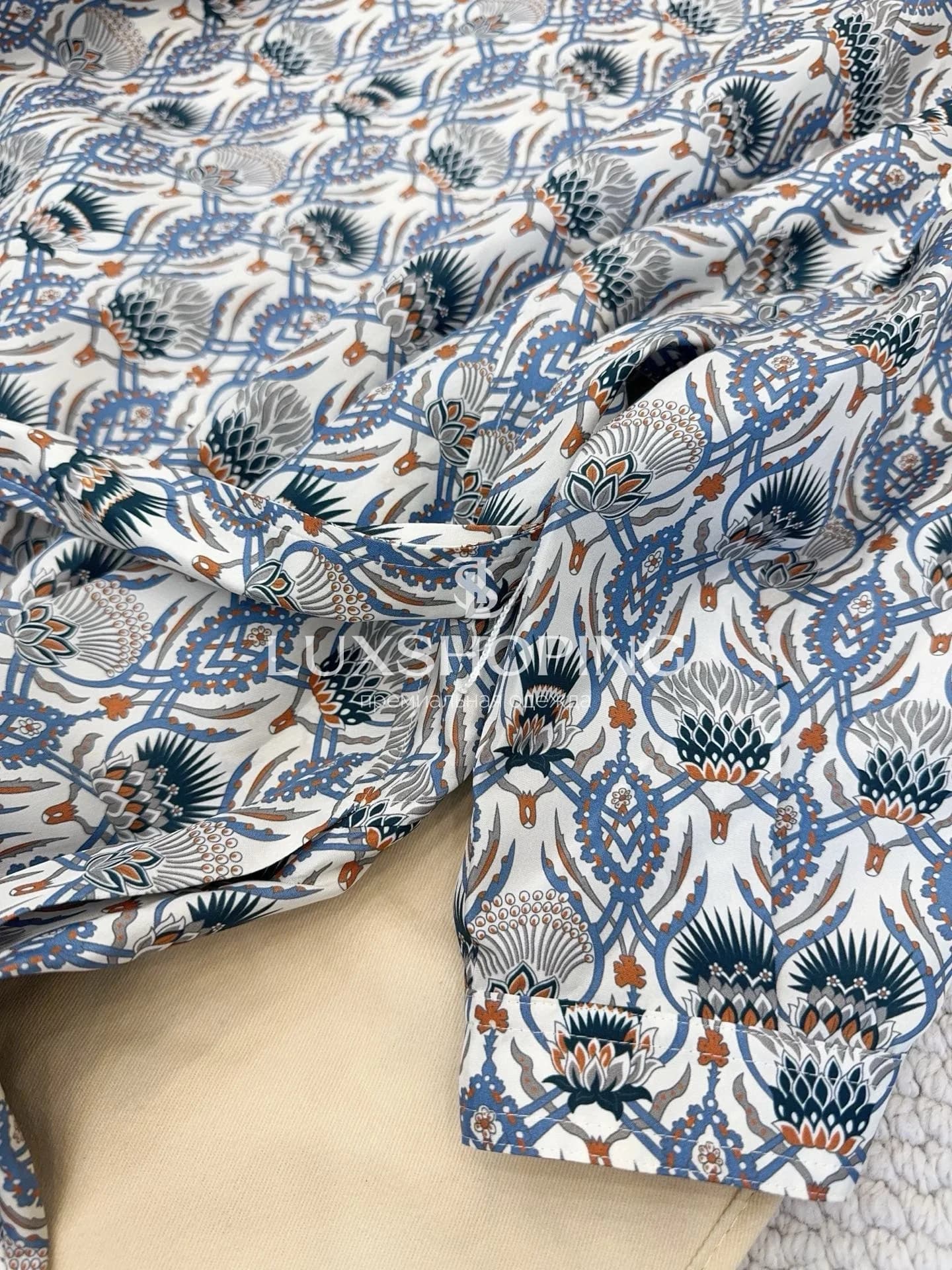 Платье Loro Piana "Mina" из шёлкового шантунга с авторским принтом - фото 4