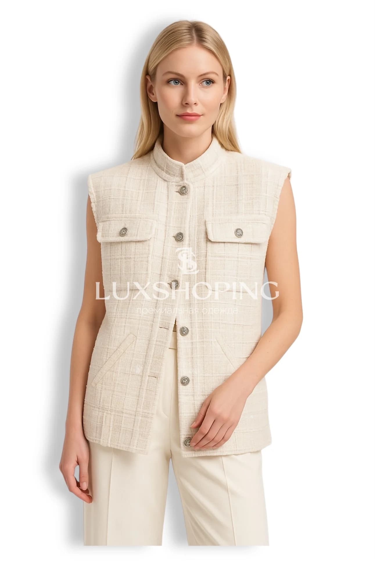 CHANEL Таидовый Жакет безрукавка с пайетками