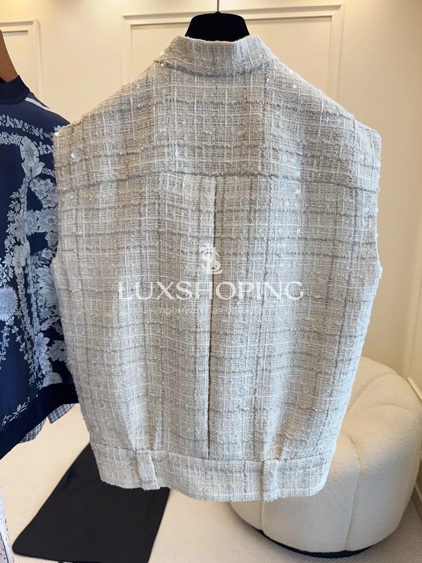 CHANEL Таидовый Жакет безрукавка с пайетками - фото 6