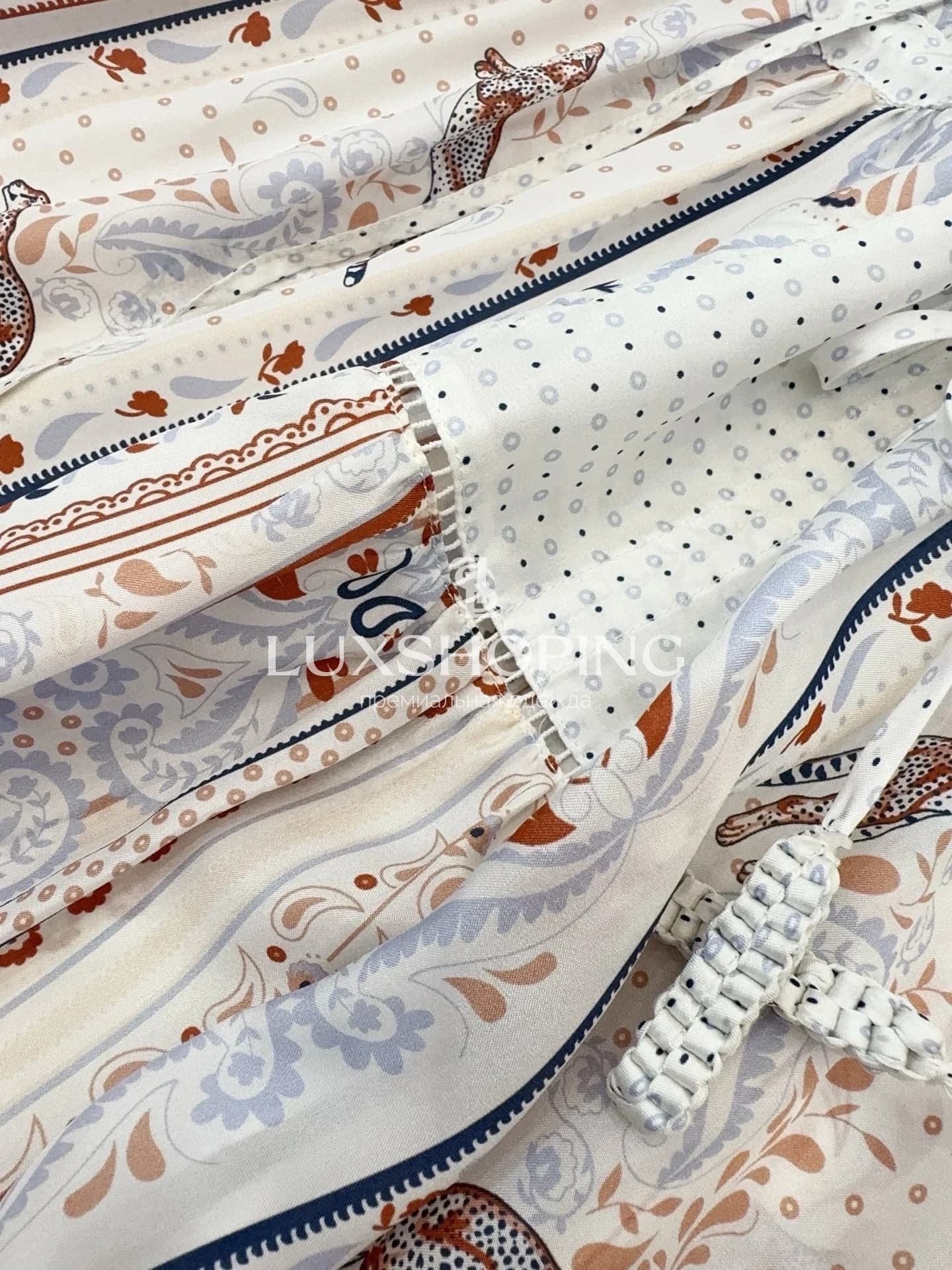 Hermes Богемное платье с вышивкой "Guepards et Palmettes Raye" - фото 12